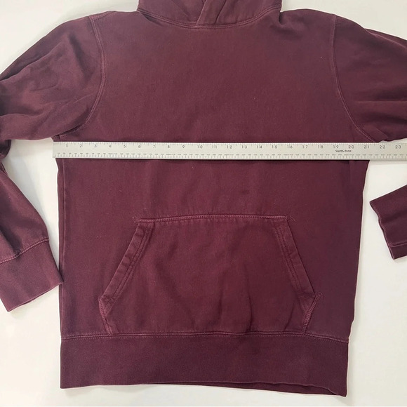 American Eagle AEO Super Soft Slub Hoodie T-Shirt Burgundy Comfy Sweatshirt Sz S - Picture 9 of 16
